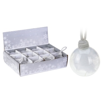Christmas Ball with Feathers 8cm - buy, prices for - photo 1