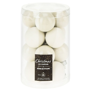 Home&Styling Set of White Christmas Tree Balls 35mm 16pcs - buy, prices for - photo 1