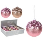 Koopman Christmas Pink and Gold Bulbs with Sequins 8cm