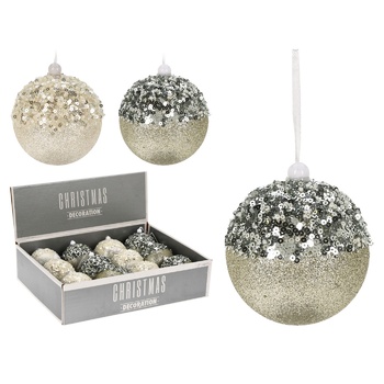 Christmas Tree Ball with Sequins 80mm in assortment - buy, prices for METRO - photo 1