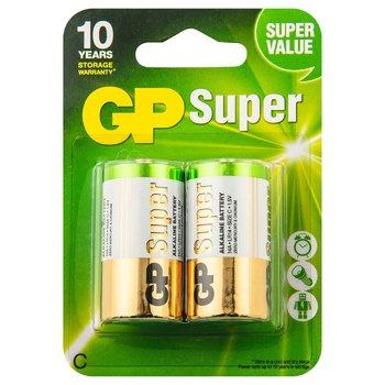 GP Super Alkaline Battery 1.5V C  2pcs - buy, prices for METRO - photo 1