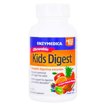 Пищеварительные ферменты для детей Enzymedica Kids Digest со вкусом фруктов 90 жевательных таблеток - купить, цены на Biotus - фото 1