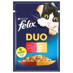 Корм влажный Felix Fantastic Duo с говядиной и птицей для взрослых кошек 85г