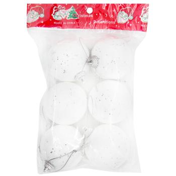White Christmas Tree Balls 6pcs 5cm - buy, prices for COSMOS - photo 1