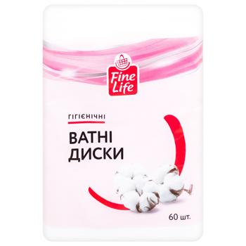 Диски ватные Fine Life гигиенические 60шт - купить, цены на METRO - фото 1