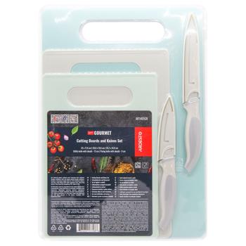 Ardesto Gemini Gourmet Cutting Boards and Knife Set 5 items - buy, prices for MegaMarket - photo 1