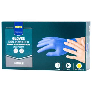 Metro Professional Non-powdered Blue Nitrile Gloves M 10pcs - buy, prices for METRO - photo 1