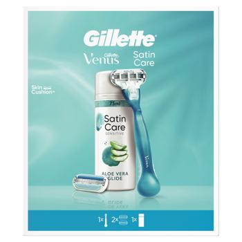 Набір подарунковий Станок для гоління Venus Smooth з 2 змінними лезами + Гель для гоління Gillette Satin Care Алое вера 75мл - купити, ціни на Таврія В - фото 3