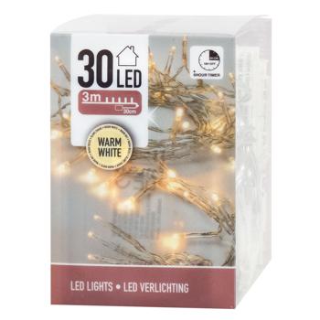 Koopman Warm White Indoor Electric Garland with Timer 30 lamps 3.3m