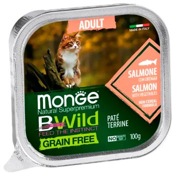 Корм вологий Monge Bwild Grain Free з лососем та овочами для котів 100г - купити, ціни на MasterZoo - фото 1