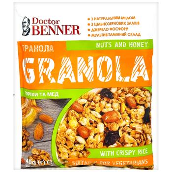 Гранола Doctor Benner з горіхами та медом 40г - купити, ціни на КОСМОС - фото 1