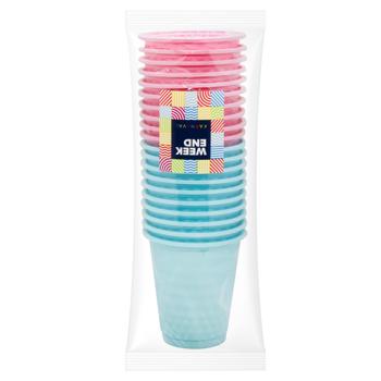 Weekend Karnaval Mix Plastic Disposable Cups 250ml 20pcs Pink and Turquoise - buy, prices for NOVUS - photo 1