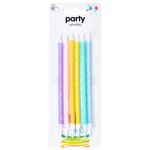 Набор свечей Party Candles для торта длинные витые 6шт разноцветные
