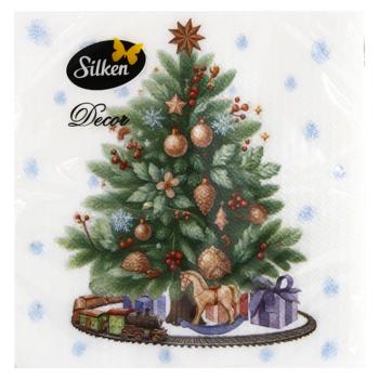 Silken Christmas Tree and New Year's Bouquet 2-Ply Table Napkins 12pcs 33*33cm - buy, prices for - photo 3