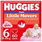 Подгузники-трусики Huggies Little Movers 6 для девочек 15-25кг 60шт