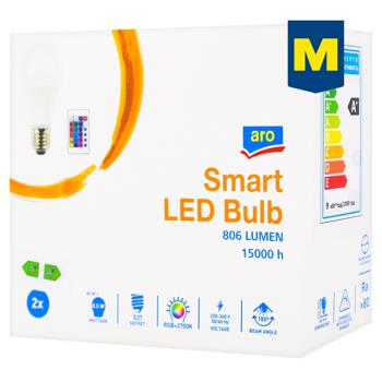 Лампа LED Aro A60 9W E27 2700K 2шт и пульт - купить, цены на  - фото 1