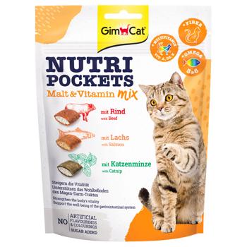 Лакомство для кошек GimCat Nutri Pockets Мультивитамин микс 150г - купить, цены на MasterZoo - фото 1