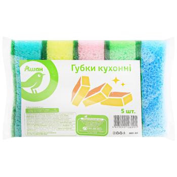 Auchan Kitchen Sponges for Washing Dishes 5pcs - buy, prices for - photo 2