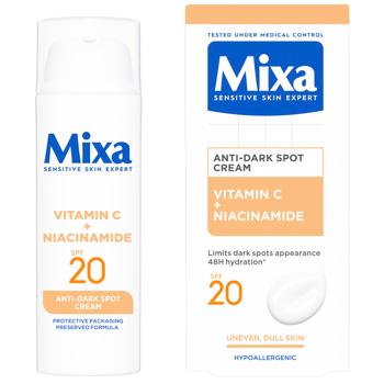 Крем для обличчя Mixa Vitamin C + Niacinamide зволожувальний проти пігментних плям SPF20 50мл - купити, ціни на МегаМаркет - фото 1