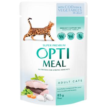 Корм влажный Optimeal с треской и овощами для кошек 85г