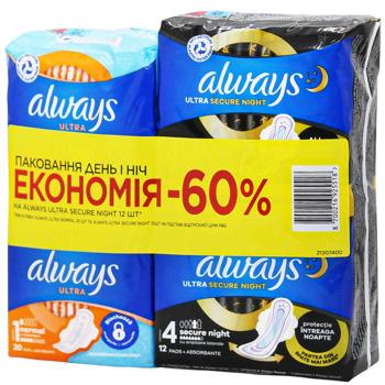 Always Ultra Normal 20pcs and Secure Night 12pcs Pad Set
