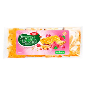 Печенье Zhytomyr Lasoshchi Biscuits&Berries затяжное с начинкой малина и изюм 210г