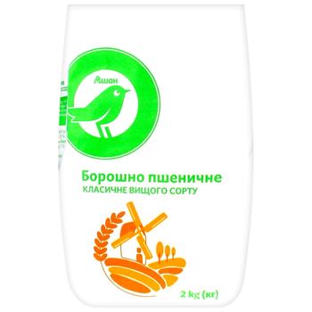 Борошно Auchan пшеничне класичне вищого гатунку 2кг - купити, ціни на Auchan - фото 1