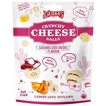 Кульки з хрусткого, сушеного сиру DZIUGAS зі смаком карамелізованої цибулі 45% 40 г - купить, цены на WINETIME - фото 1