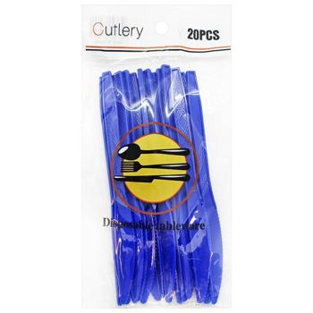 Ножі пластикові блакитні 155мм 20шт - купити, ціни на КОСМОС - фото 1