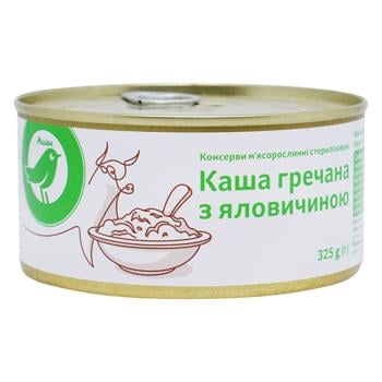 Каша Ашан гречневая с говядиной 325г - купить, цены на Auchan - фото 1