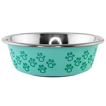 Миска Arjan Impex Animal Paw Print 02 металлическая 270мл зеленый - купить, цены на MasterZoo - фото 1