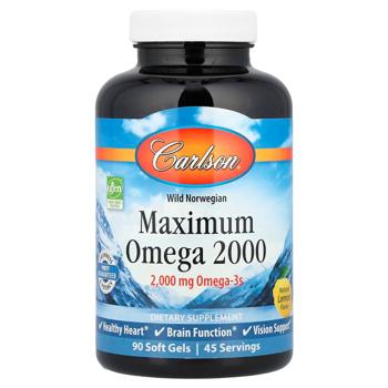 Рыбий жир Carlson Labs Maximum Omega 2000 со вкусом лимона 2000мг 90 гелевых капсул