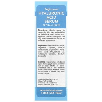 Nature's Truth, Hyaluronic Acid Serum, Unscented, 1 fl oz (30 ml) - купить, цены на Biotus - фото 3