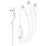 XO CB-23U3 2.4A 3in1 White Data Cable 1m