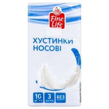 Fine Life Unscented 3-ply Handkerchiefs 10pcs - buy, prices for METRO - photo 1