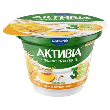 Бифидойогурт Активиа манго-персик-злаки 2,2% 180г - купить, цены на КОСМОС - фото 1