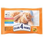 Корм влажный Club 4 Paws Premium с индейкой, кроликом, ягненком для кошек 4шт*85г
