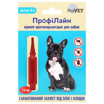 ProVET Profiline Drops on the Withers for Dogs from 4 to 10kg Against External Parasites 1 pipette