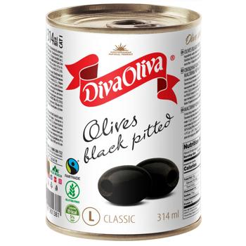 Diva Oliva L Black Pitted Olives 314ml - buy, prices for Auchan - photo 1