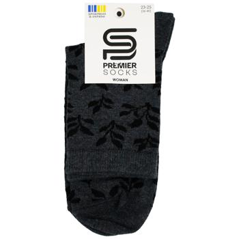 Носки Premier Socks женские классические Листочки р.23-25 серый - купить, цены на ЕКО Маркет - фото 1