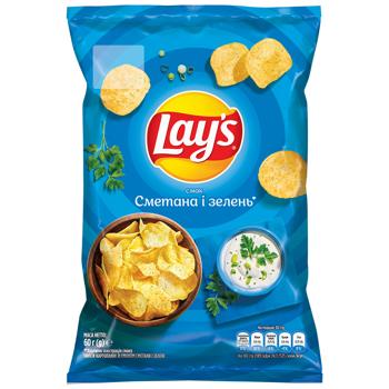 Чипсы Lay's картофельные со вкусом сметаны и зелени 60г - купить, цены на Grono - фото 1