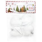 White Hearts Christmas Tree Decorations Set 4.5cm 4pcs