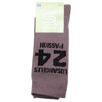 Шкарпетки Premier Socks підліткові високі Рубчик 24 р.23-25 коричневий