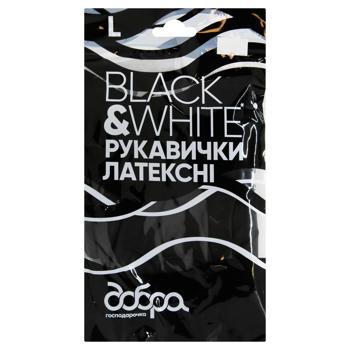 Рукавички латексні Добра Господарочка Black&White розмір L - купити, ціни на Ідеал - фото 1