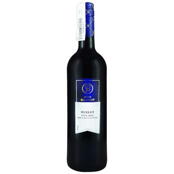 Вино Jean Balmont Merlot 2015 красное сухое 13,5% 0,75л - купить, цены на Auchan - фото 1