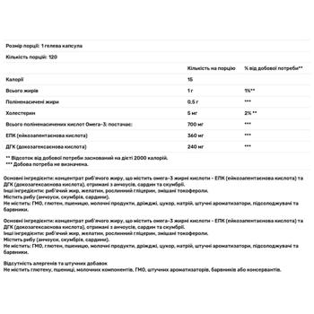 Риб'ячий жир Solgar Omega 3 700мг 120 гелевих капсул - купити, ціни на - фото 3