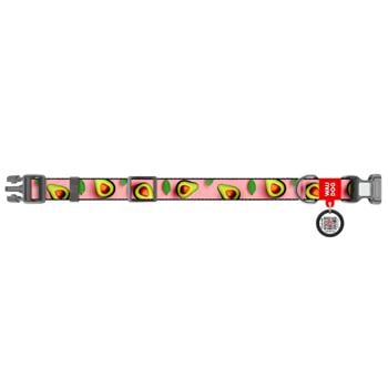 Waudog Nylon Dog Collar with QR Passport 28-40cm/20mm with Avocado Design on Pink - buy, prices for MasterZoo - photo 2