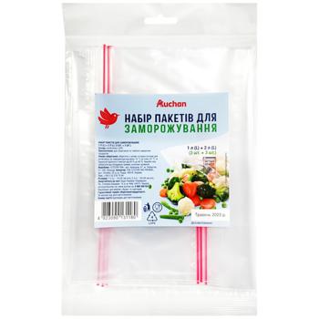 Пакеты Ашан для замораживания 1л+2л 3+3шт - купить, цены на Auchan - фото 1