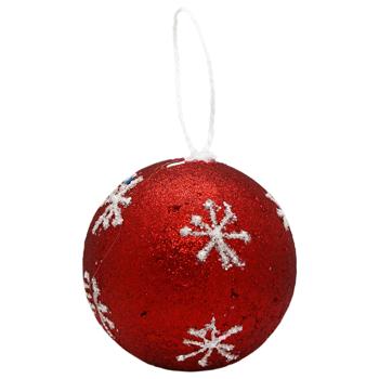 Украшение Шар елочный красный с узором 10см - купить, цены на МегаМаркет - фото 1
