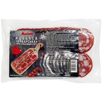 Auchan Bavarian Raw-dried Hight Grade Sliced Sausage 80g - buy, prices for Auchan - photo 1